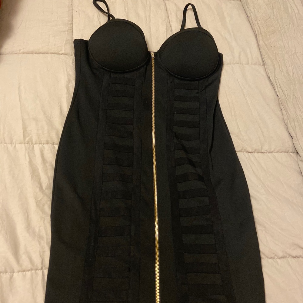 GUESS Little Black Dress Gold Zip Down